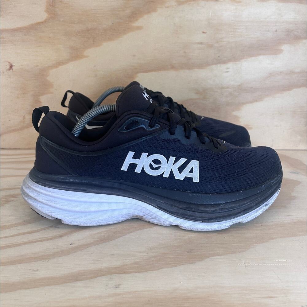 Hoka One One - Bondi 8 - Running Shoes - Black - Men's - 10.5D - 1123202 BWHT